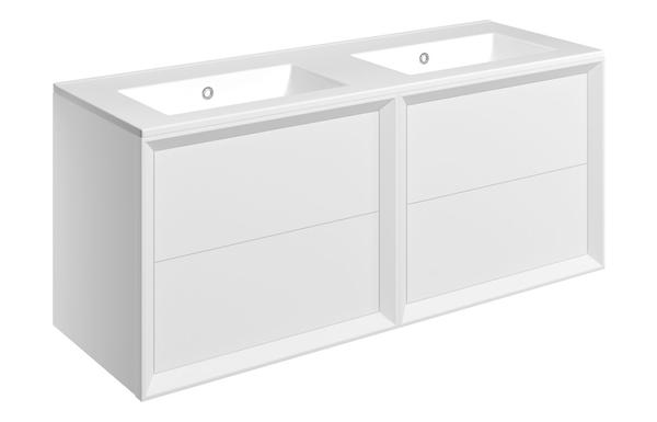 Plush 1210mm Wall Hung 4 Drawer Basin Unit & 0TH Thin Edge Basin - Matt White